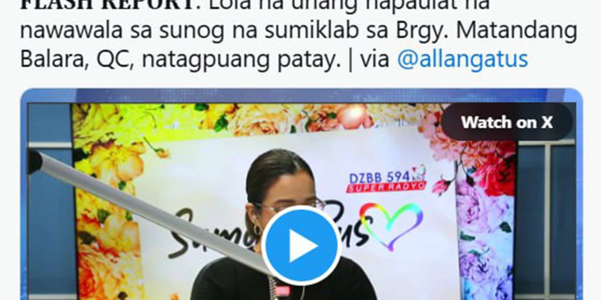 69 year old woman dead in Quezon City fire