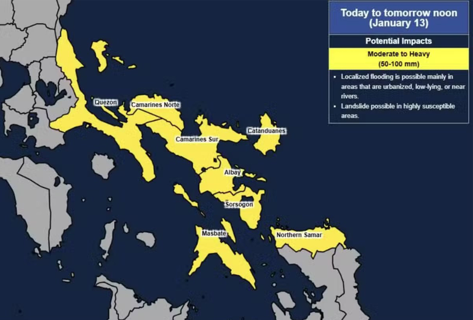 Moderate to intense rainfall alert up in areas in Luzon and Visayas