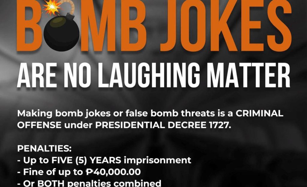 CAAP reminds travelers bomb joke is a crime