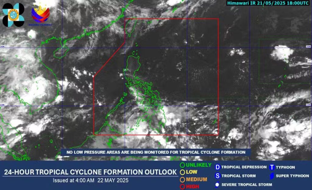 PagasaNo tropical cyclone expected in PAR for rest of May