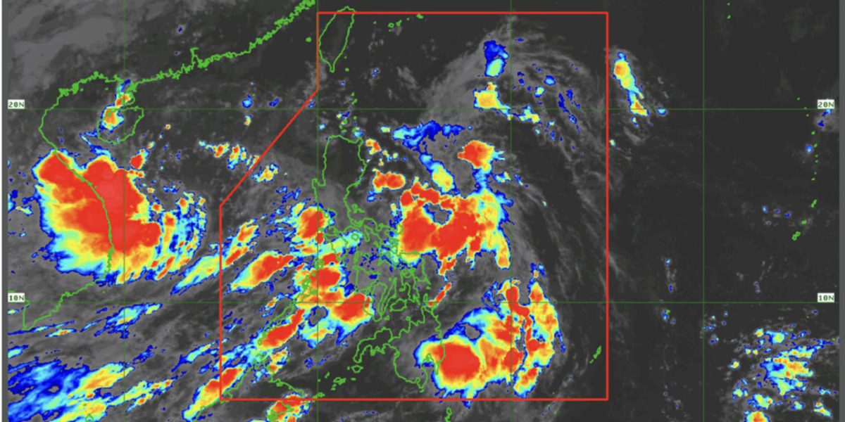 PAGASA LPA forecast weather map showing cloud clusters that may develop into a low-pressure area (LPA) within 2 days.