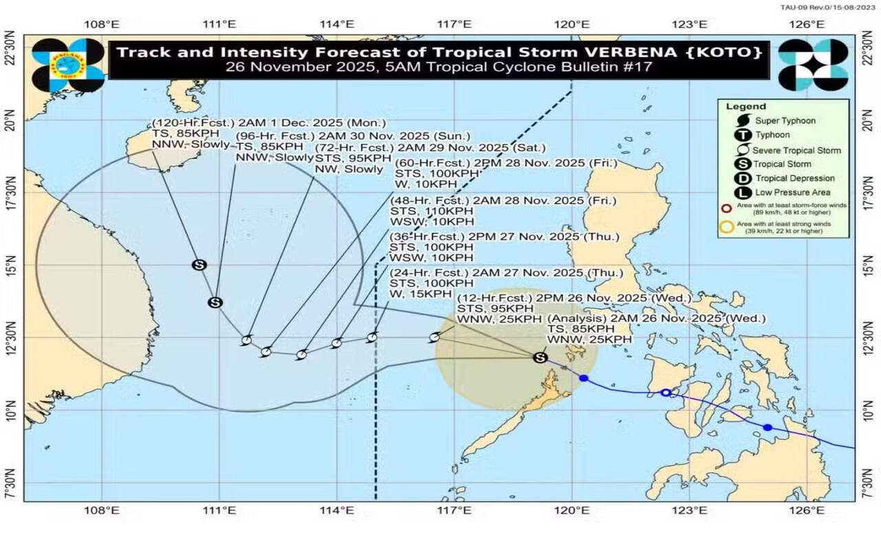 TS Verbena intensifies over WPS; Signal No. 2 in parts of Palawan – Pagasa