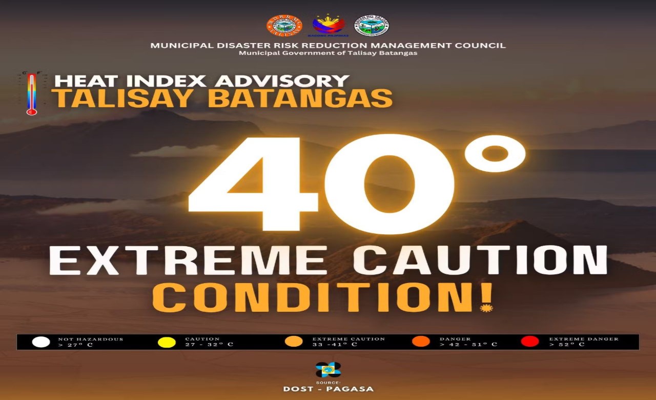 Heat index in Batangas town hits 40°C, residents warned