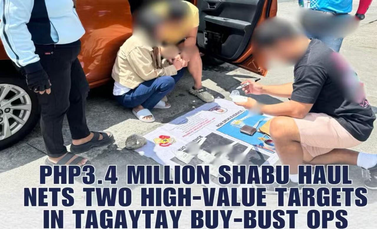 PNP – 2 drug suspects busted, P3.4 M shabu seized in Tagaytay sting