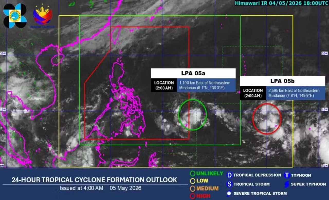 Pagasa – 2 LPAs east of Mindanao; one may enter PAR Tuesday
