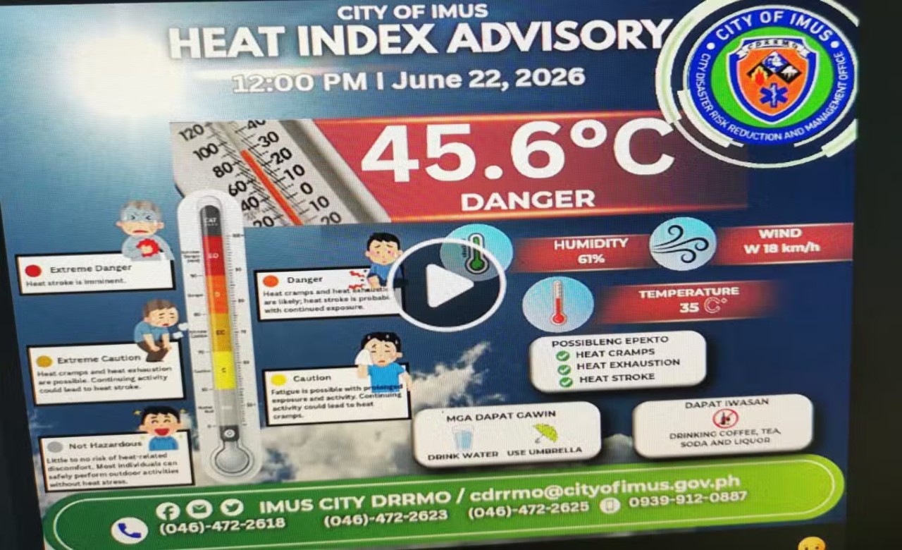 Imus, Cavite hits dangerous 45.6°C on Monday despite rains – Pagasa